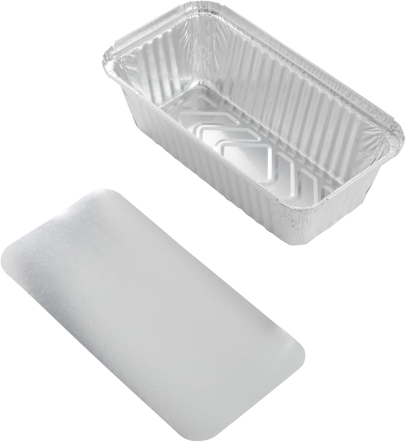 Juvale 50 Pack Aluminum Foil Disposable Loaf Pans: 2 lb with Lids for Baking Bread, Heating, Storing Food