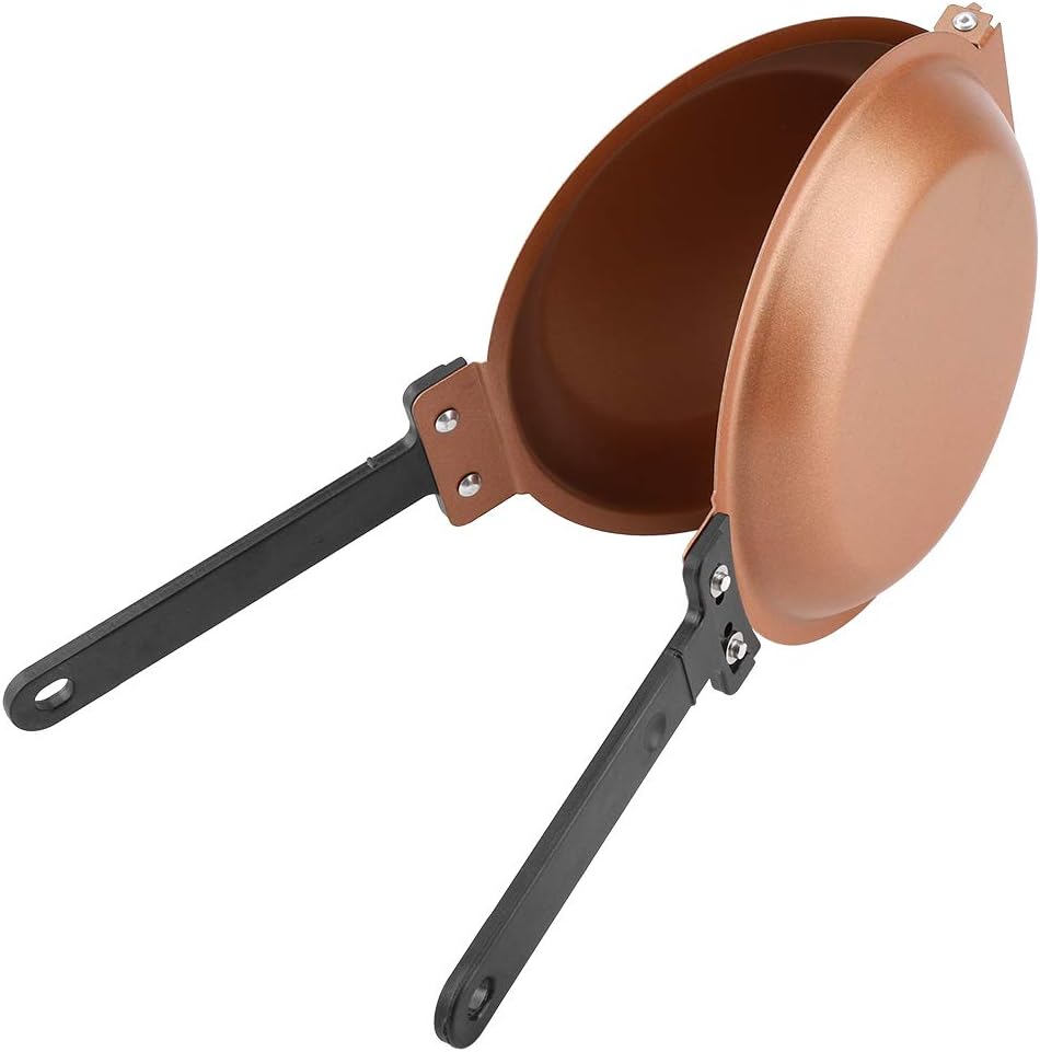 Tbest Double Sided Frying Pan, Non Stick Flip Skillet for Omelettes, Egg Pan with Lid