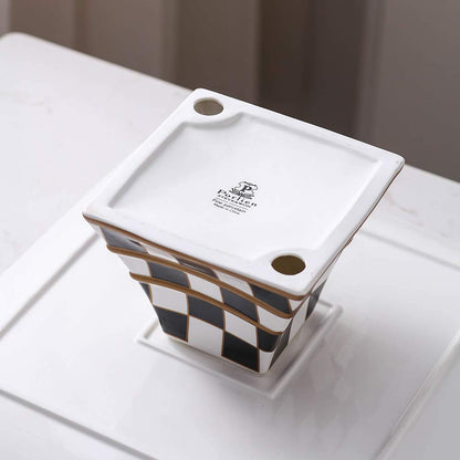 Porlien Checker Pattern 13-inch Cake Stand, Cake Holder, Serving Platter