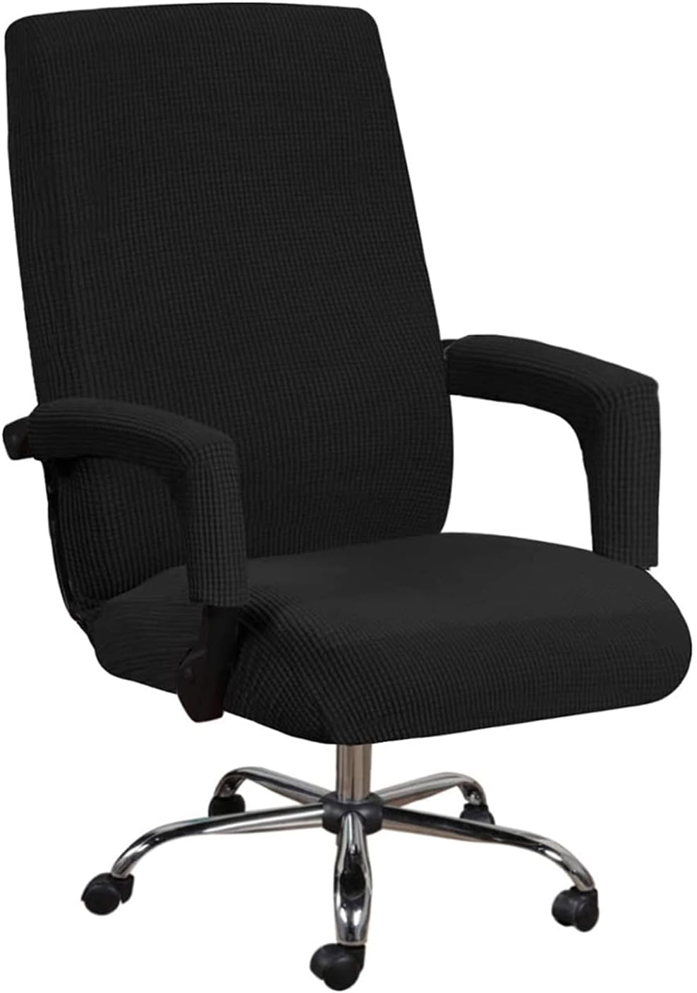 Stretch Office Chair Seat Covers with Armrest Sleeve, Jacquard Pattern High Back Slipcovers for Universal Chair