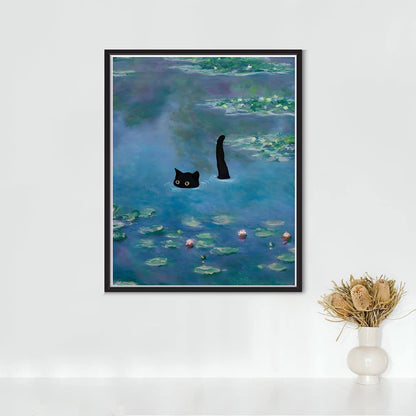 ASslanLYs 5D DIY Diamond Painting Kits for Adults,Cats in Diving Diamond Painting Full Drill Round Art Gems Diamond Art Perfect for Home Wall Decor(12x16 inch /30x40 cm)