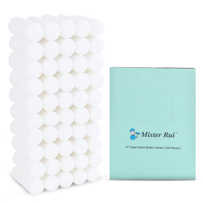 Mister Rui 10 Pack 4 Inch High Density Foam Paint Roller Covers - Small Mini Rollers for Painting Walls, Cabinets, Cupboards, Doors