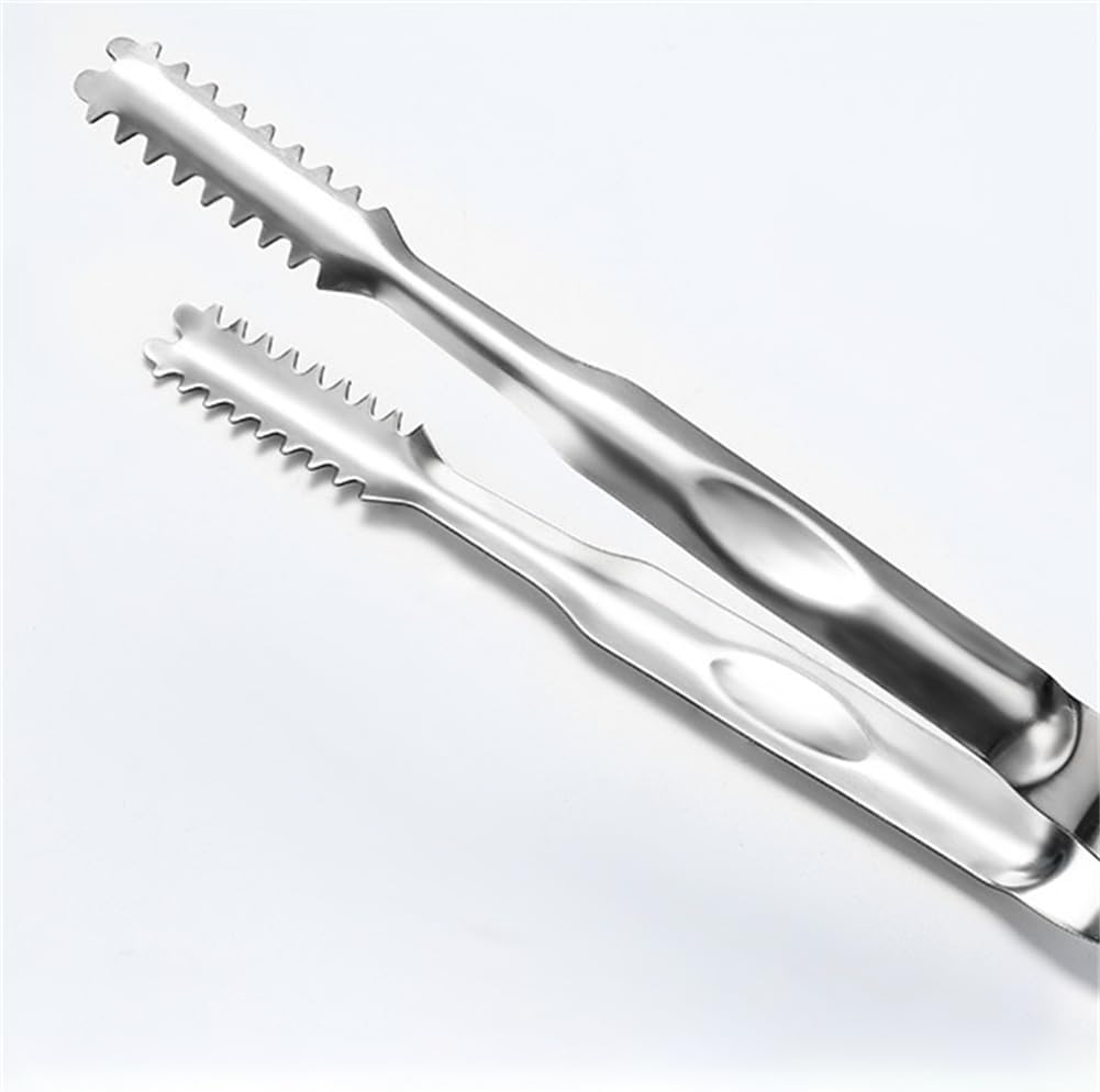 2 Pcs Ice Tongs for Ice Bucket - Premium Stainless Steel with Teeth for Serving Ice, Sugar Cubes, Tea Party (Silver,