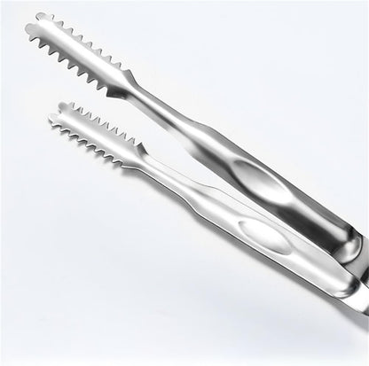 2 Pcs Ice Tongs for Ice Bucket - Premium Stainless Steel with Teeth for Serving Ice, Sugar Cubes, Tea Party (Silver,