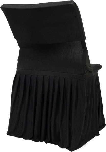 Efavormart Lifetime Folding Chair Cover Black Spandex Pleated Stretch Slipcover with Floor-Length Skirt, Also Fits