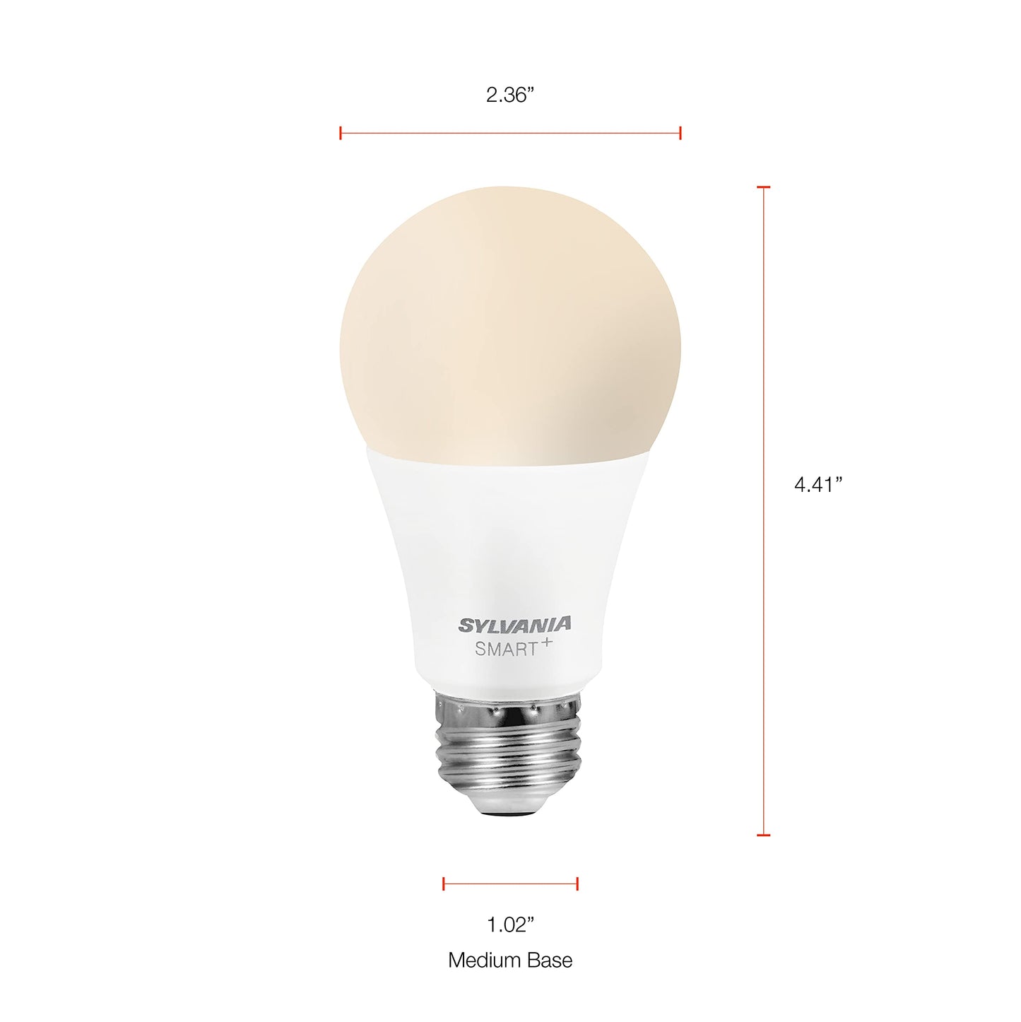 SYLVANIA Bluetooth Mesh LED Smart Light Bulb, One Touch Set Up, A19 60W Equivalent, E26, RGBW Full Color & Adjustable White, Works with Alexa Only - 2 Count (Pack of 1) (75760)