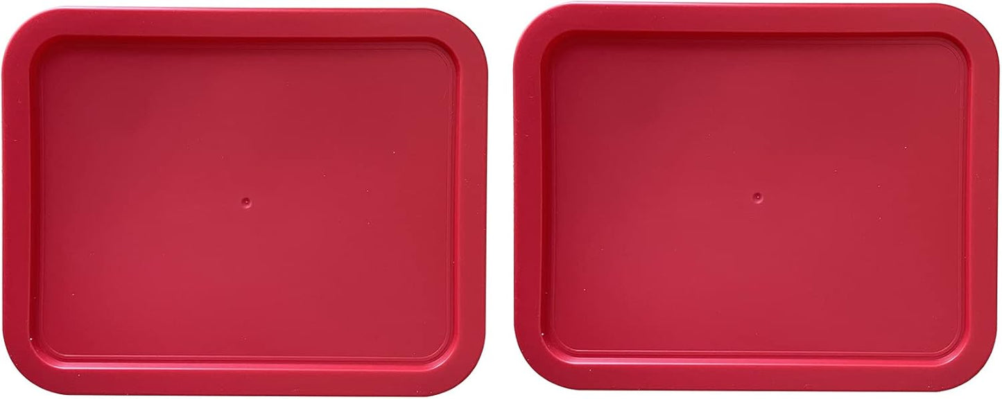 Replacement Lid for Pyrex Plastic Red Cover, 3 Cup Bowl Dish Rectangle, 7210-PC, 2-Pack