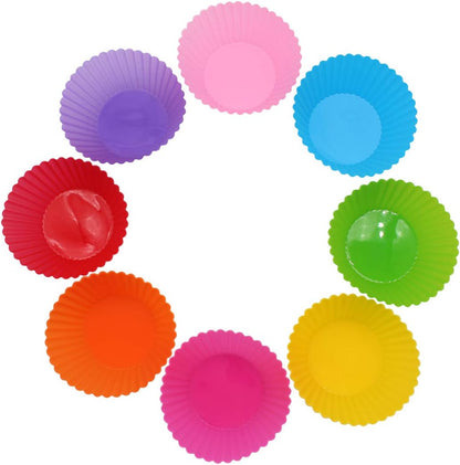 Reusable Silicone Cake Mold 24PCS, Small Baking Cup Truffle Cake Pan Set, 8 Colors Non-Stick