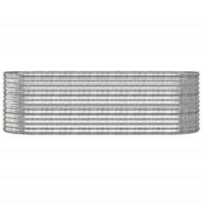 Foknhdi 88.2 x 31.5 x 26.8 in Large Oval Raised Garden Bed, Powder-Coated Steel Planter Box, Silver Modern Raised Planter for Patio Balcony Outdoor Vegetables Herbs Flowers