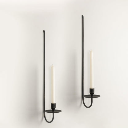 24.8" Iron Metal Wall Candle Sconce Holder, Set of 2 Wall Mount Candle Holders Modern Wall Candle Sconces Hanging for Living Room Farmhouse Fireplace Wedding