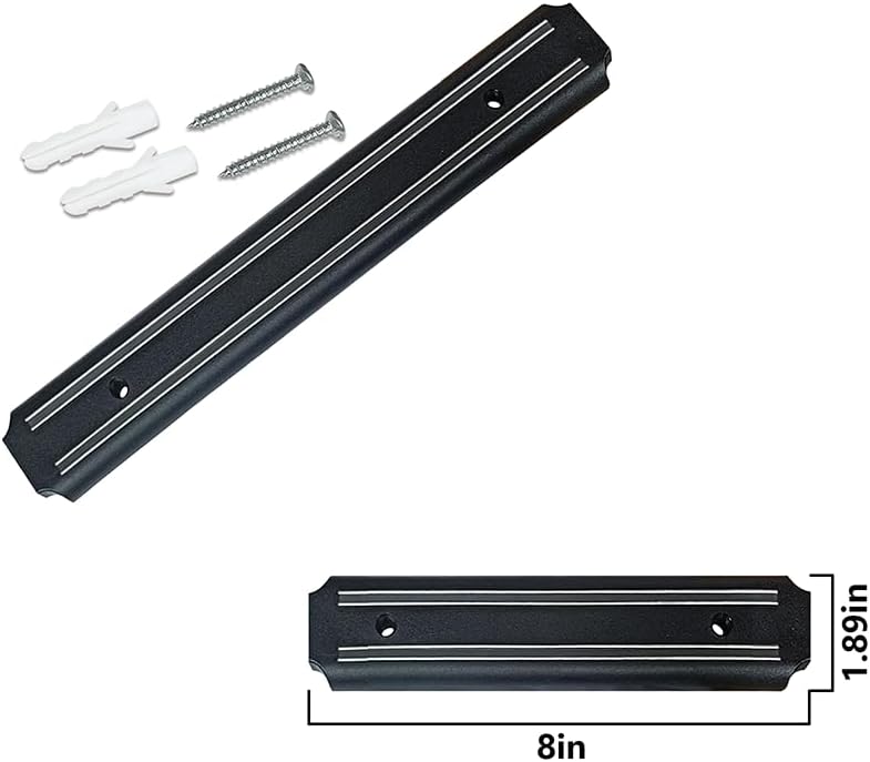 8 Inch 2 Pack EDSRDUX Black Powerful Magnetic Knife Holder, Kitchen Knife Magnetic Strip Strips, Rust Free Multipurpose