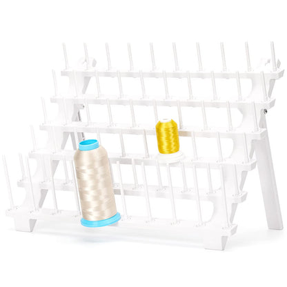 Sew Tech Thread Rack, Bright White Plastic Thread Holder with 60 Pegs and Extra 10 Long Pegs, Sewing and Embroidery Thread Stand