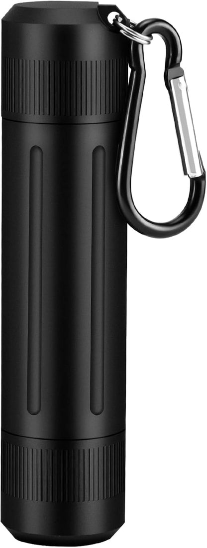 Airtight Smell Proof Container, Durable Black Stash Jar with Dual-Opening, Portable Sealed Metal Tube for Herbs and