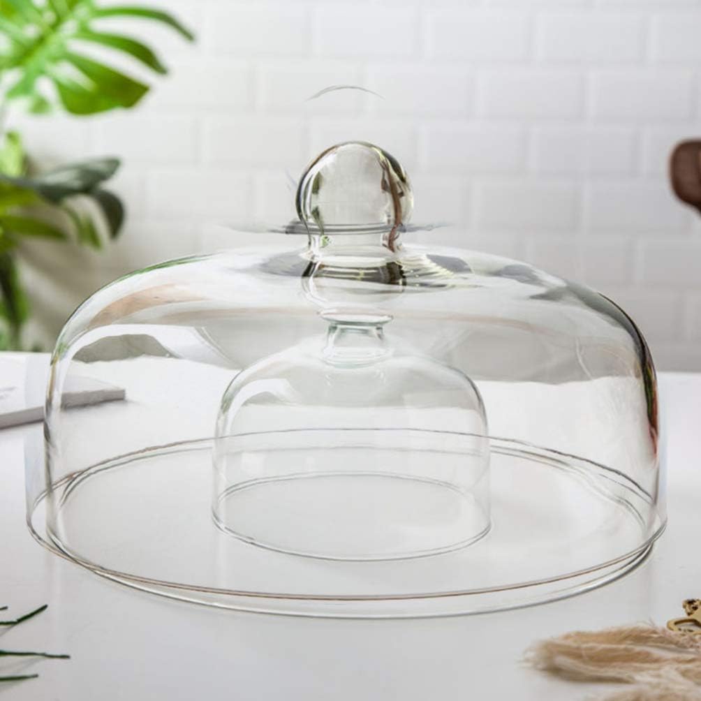 HEMOTON Glass Cake Dome, XL Clear Cloche Cake Display Cover with Knob Handle
