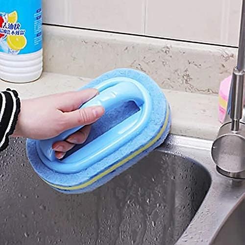 Cleaning Brush for Bathroom Tiles - All Purpose Sponge Brush with Ergonomic Handle for Kitchen Bathtub Toilet