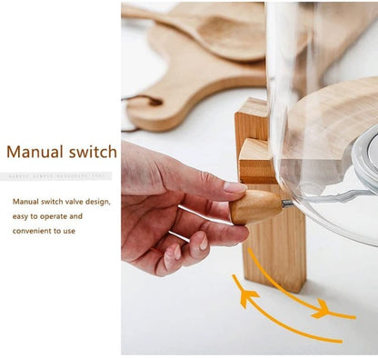 L'ÉPICÉA Glass Rice Dispenser with Bamboo Stand, Large Airtight Rice Storage Container, Cereal/Grain/Coffee Bean/Dry Food Dispenser Countertop, Rice Holder, Rice Bin
