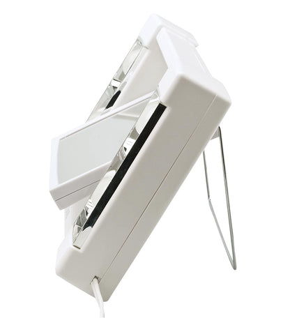 JERDON Two-Sided Makeup Mirror with Lights - Vanity Mirror with 3X Magnification & Glare-Free Lighting - White Base - Model J1010