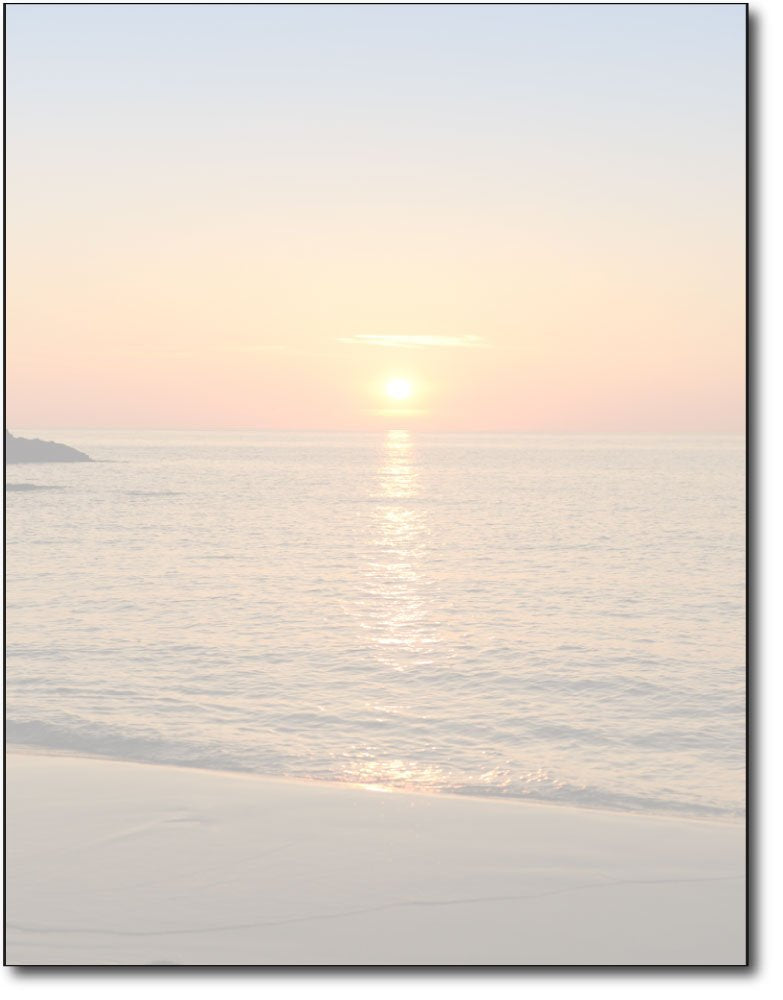 Beach Sunset Printable Letterhead Stationery Paper - 80 Sheets 8.5" x 11" Decorative Writing Paper - Scenic Sunset Letter Paper - 28lb Bond (105gsm) for Summer Invitations Notes Events Announcements