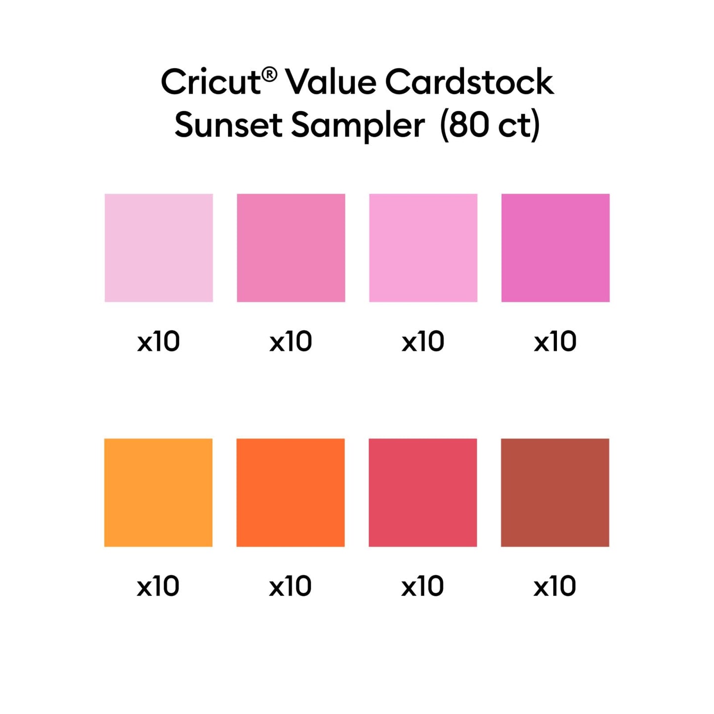 Cricut Value Cardstock Paper, Sunset Sampler - 80 sheets (8.5" x 11") - Compatible with Joy Xtra, Explore, & Maker Machines - Letter Size