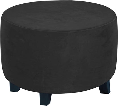 XJHKG M(24-29in)) Ottoman Slipcovers Velvet Round Sofa Stretch Bedroom Furniture Footstool Protect Covers (Color :