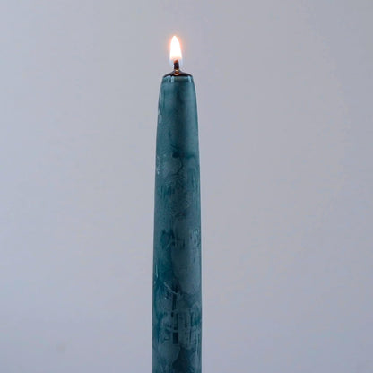 Candlestock Beeswax Taper Candles – Standard 7/8" Diameter, Pure 100% Natural USA Beeswax, Cotton Wick, Dripless, Long-Burning, Handmade in Woodstock, NY- 10 Inches - 1 Pair (2 Candles) - Teal