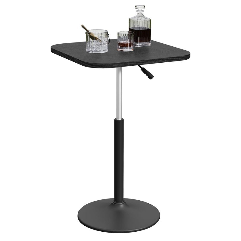 MAHANCRIS Bar Table, Height-Adjustable Pub Table 26.8-36.2 Inches, Cocktail Table with Base, Counter Height Tables for Small Space, Easy to Assemble, Black BTHB5501