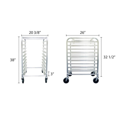 TrueCraftware- 10 Tier Aluminum Sheet Pan/Bun Pan Rack 20 1/4" X 26" X 38 1/2"- Full or Half Size Sheet Pan Rack with Locking Wheels Bakery Rack for Kitchen Baking Equipment Restaurant Pizzeria
