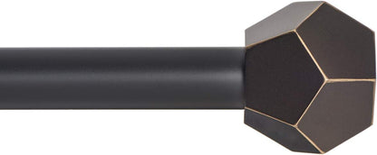 Ivilon Drapery Treatment Window Curtain Rod - 1 inch Faceted Hexagonal Pole, 16 to 28 Inch, Antique Black