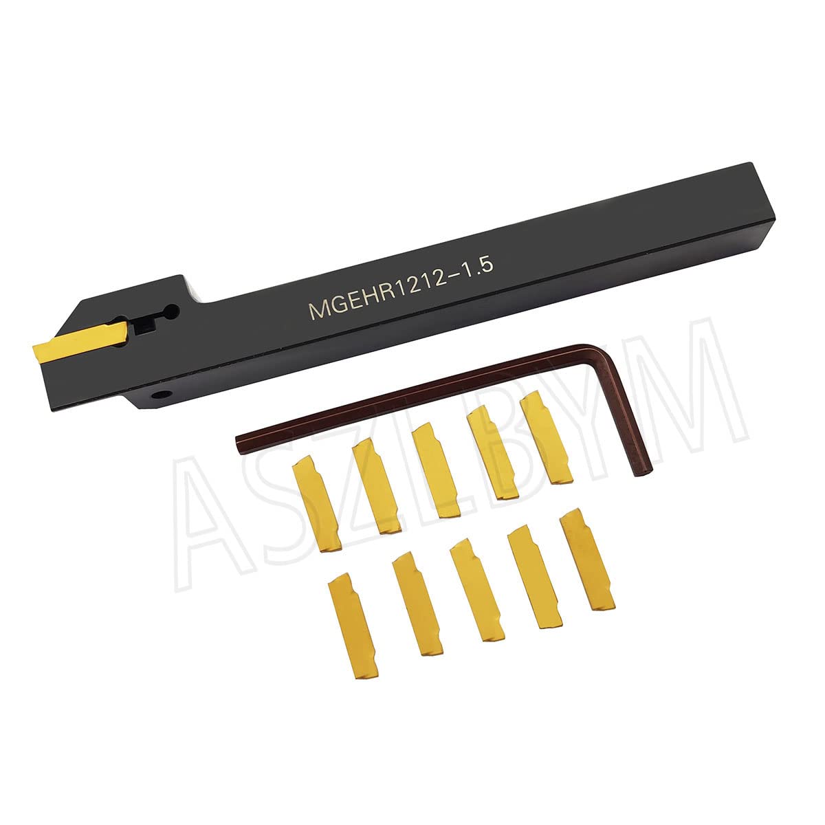 ASZLBYM Lathe Grooving Tool Holder Grooving Cut-Off Tool Holder MGEHR1212-1.5 With 11pcs MGMN150-G Indexable Carbide Grooving Inserts