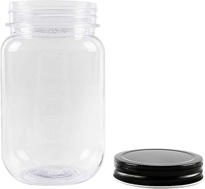 novelinks 16 oz Clear Plastic Jars with Screw-On Lids, 10 Pack BPA-Free Storage Containers for Crafts and Food