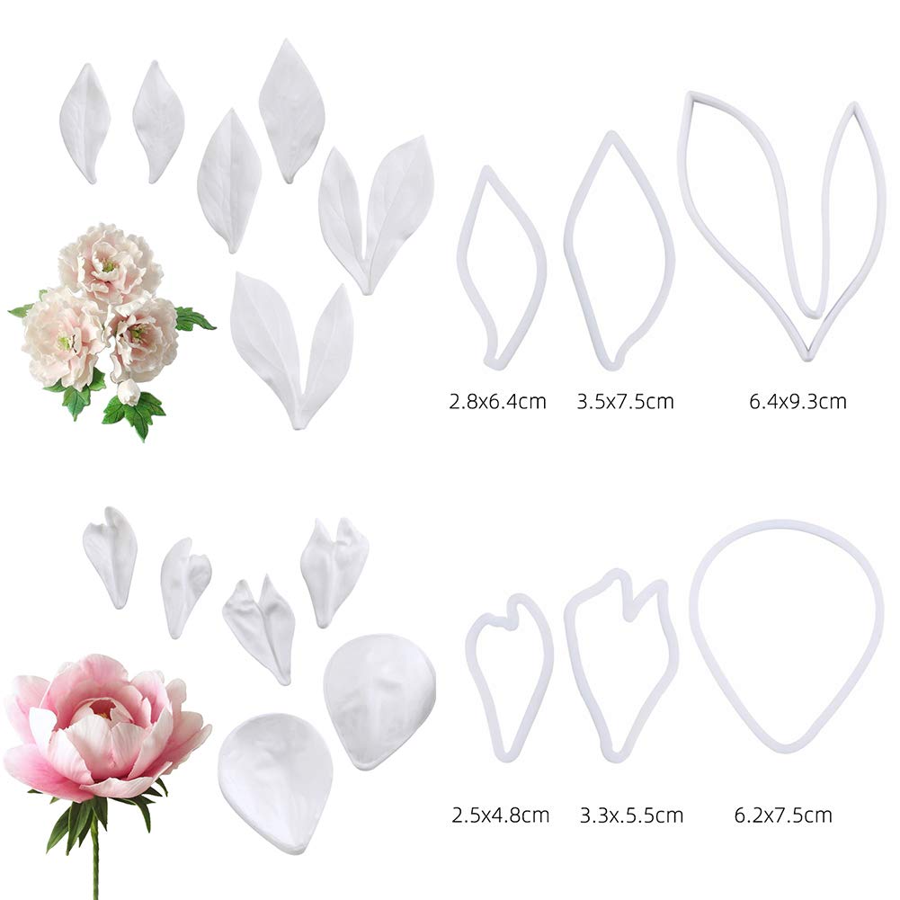Professional Flower Fondant Mold Set, Reusable Silicone Cake Decorating Tools for Baking & Sugar Craft (Peony Flower)