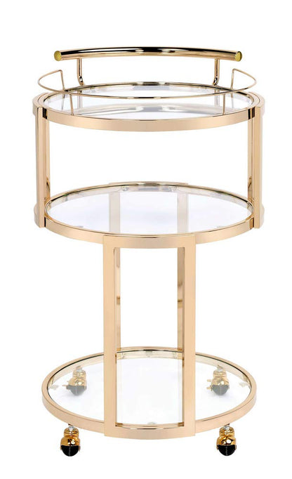 ACME Furniture Madelina cart, Gold & Clear Glass