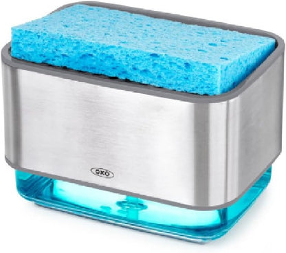 OXO Good Grips Clear Stainless Steel Soap Dispensing Sponge Holder