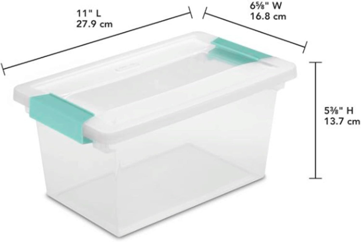 Sterilite Medium Clip Box, 4-Pack Stackable Small Storage Bin with Latching Lid, Clear Plastic Container for Office,
