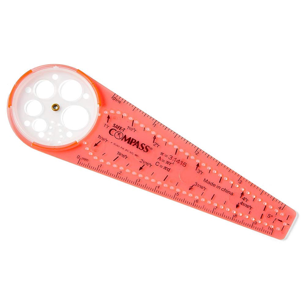hand2mind Safe-T Math Compass, 10 in. Orange Compass Set for Geometry, Drawing Tool, Dysgraphia Tools for Kids, Circle Drawing Tool, Math Classroom Supplies (Set of 12)
