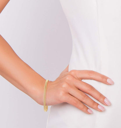 Miabella 18K Gold Over Sterling Silver Italian 5mm Mesh Link Chain Bracelet for Women, 925 Made in Italy (Length 7 Inches)