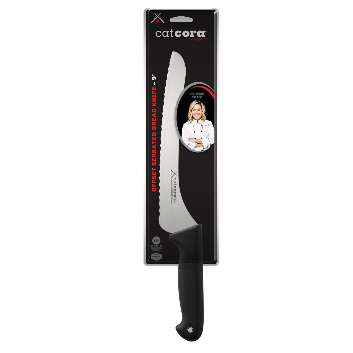 CAT CORA Offset Serrated Bread Knife, Professional 9-Inch German Steel Blade For Homemade Sourdough, Artisan Bread Slicing, or Cake Cutting, Ergonomic Soft-Grip Handle, NSF-Certified Kitchen Knife