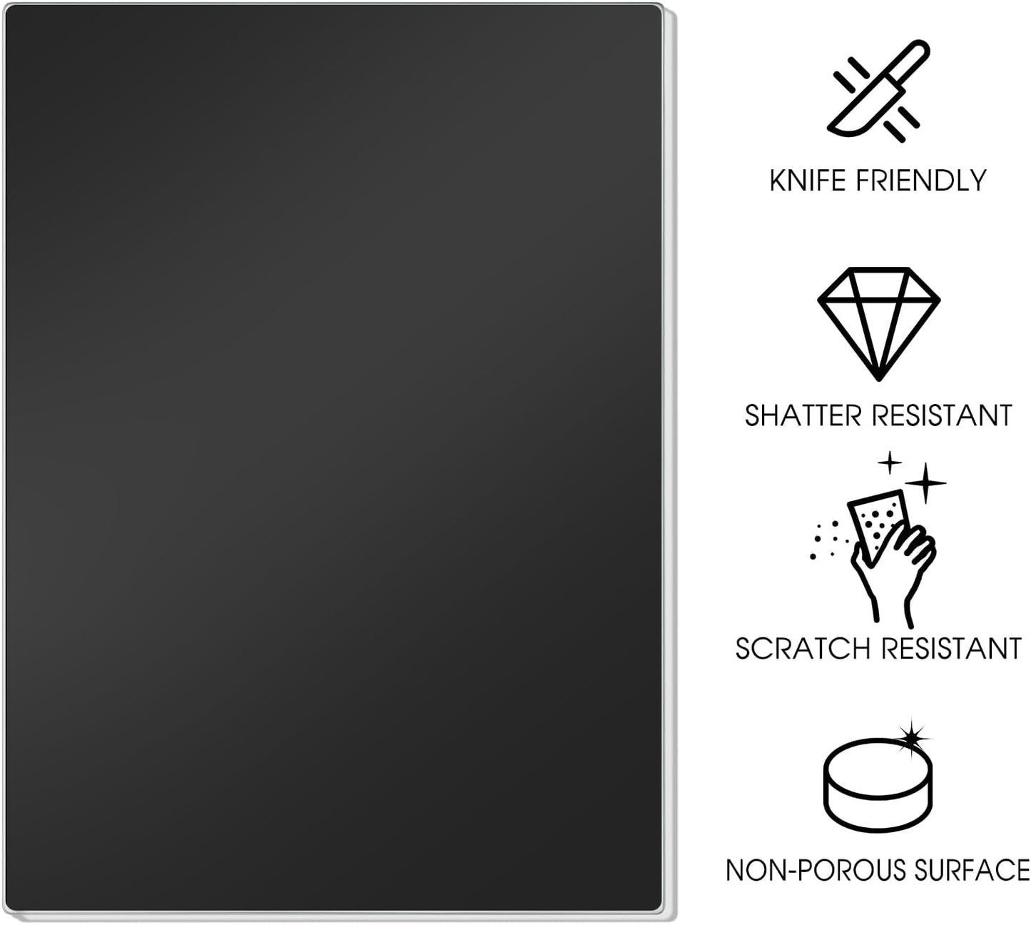 Tempered Glass Cutting Board for Kitchen, 16"x12" Black Chopping Board with Non-Slip Feet, Heat & Shatter Resistant