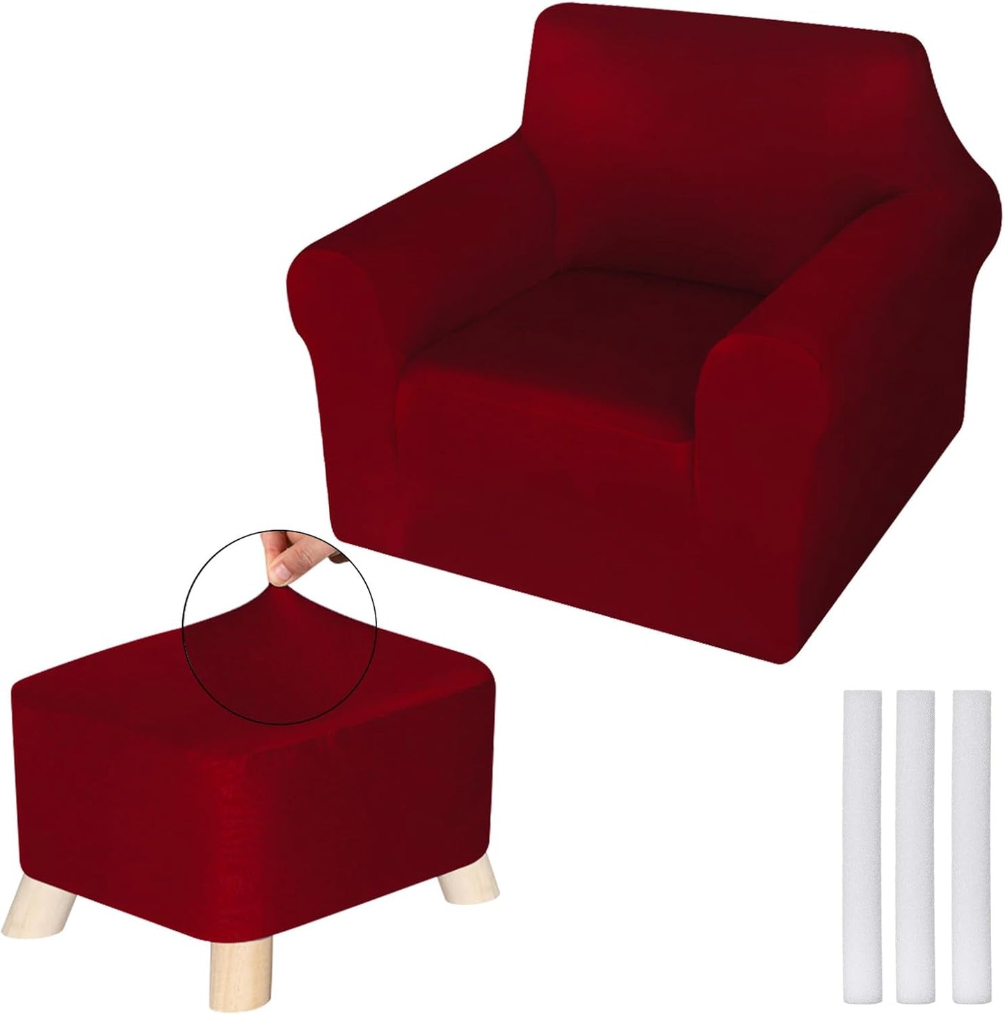 HunnmingRe Set Chair and Ottoman Covers Slipcover Armchair Cover T Cushion Chair Slipcover Milk Silk Sofa Furniture