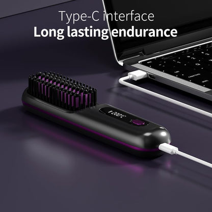 Go Brush Pro Hair Straightener – Cordless Comb with Negative Ion, 4000mAh Fast Heating & Portable Travel Design, Rechargeable Brush for Straightening and Curling (1Pcs)