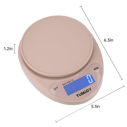 Small Digital Kitchen Scale Food -11lb/5kg Kitchen Weight Scale with LCD Display for Weight Loss, Sourdough Bread, Baking, Cooking, Keto and Meal Prep, 1g Precision, Batteries Included, Pink