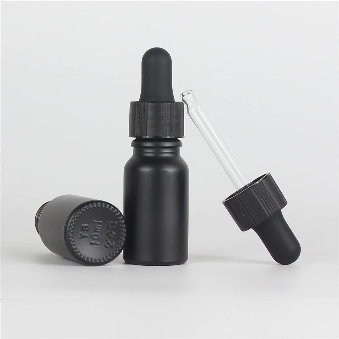 seafulee 10ml Black Coated Glass Bottle with Glass Eye Dropper, 1/3 oz Capacity,UV Safe Bottles for Essential Oils and Aromatherapy Travel Bottle Container(Pack of 12)