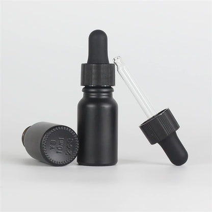 seafulee 10ml Black Coated Glass Bottle with Glass Eye Dropper, 1/3 oz Capacity,UV Safe Bottles for Essential Oils and Aromatherapy Travel Bottle Container(Pack of 12)