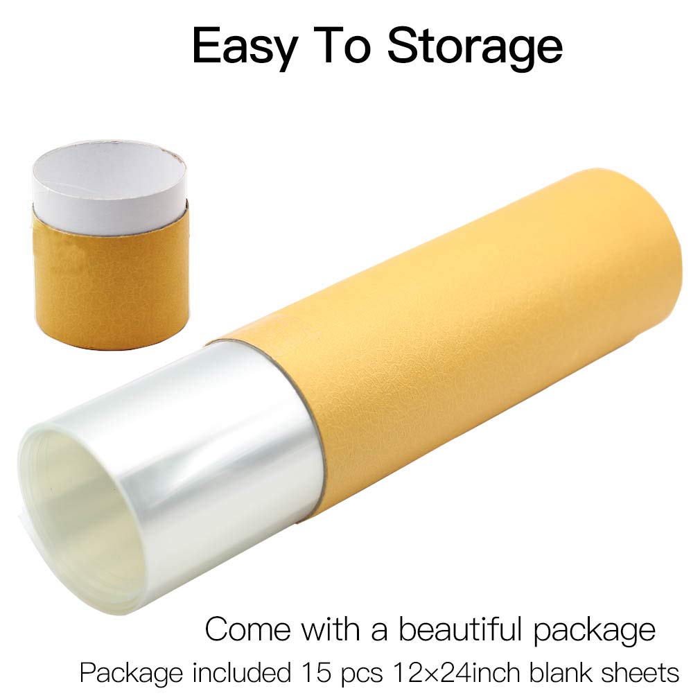 15 Pack 6 Mil Clear Mylar Stencil Sheets, 12" x 24" Blank Stencils, Reusable Template Material, Make Your Own Stencil Compatible Vinyl Cutting Machine