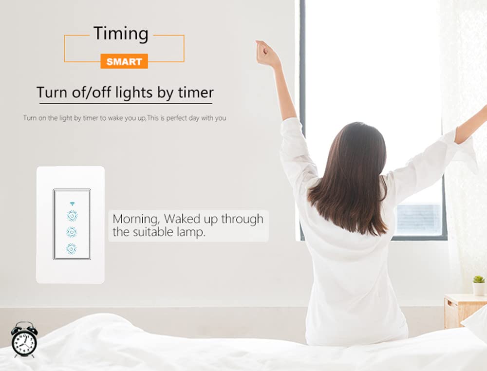 Nexete Smart Wi-Fi Double Light Switch, 2 in1 Single Pole Switch Compatible with Alexa Google Assistant & IFTTT,Remote Control, Timing Function No Hub Required (1-Pack Double)