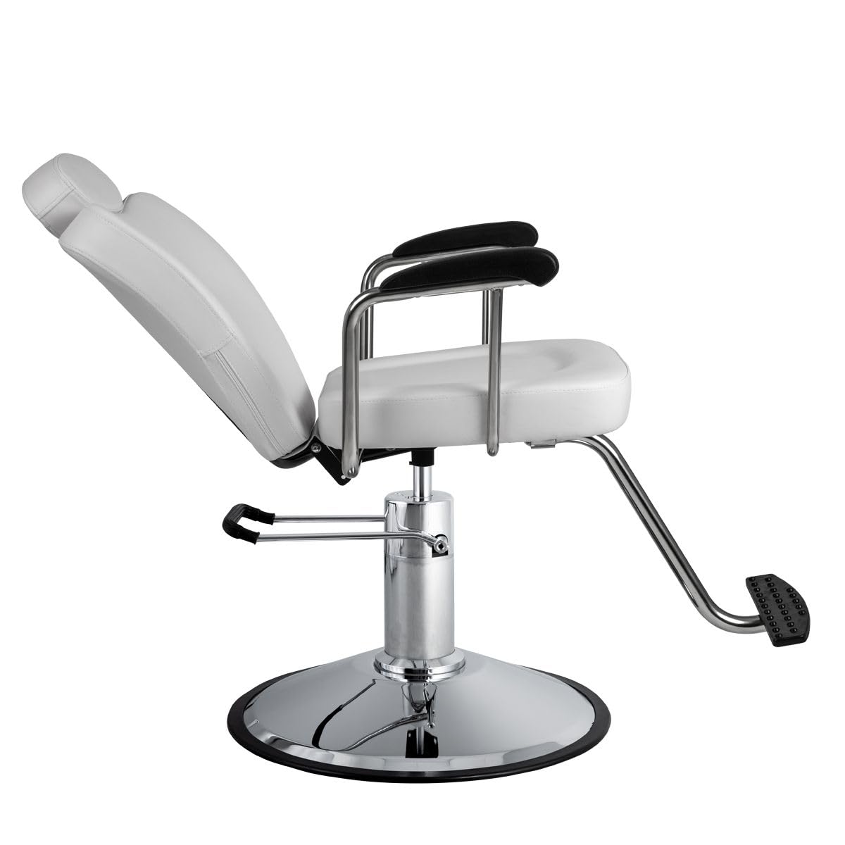 Minerva Beauty Milano All Purpose Salon Styling Chair in White | Reclining Hydraulic All Purpose Chair with Removable Headrest for Barber, Beauty & Threading