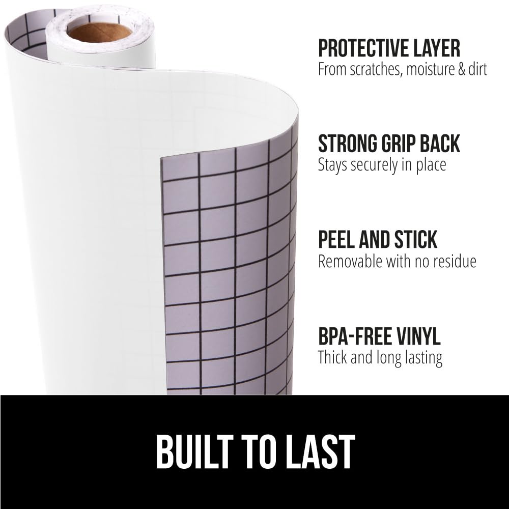 GORILLA GRIP® Peel and Stick Paper, Removable Cover for Books, Shelves, Countertops, Drawers, Cabinets and Crafts, Easy Install Kitchen Decor, Shelf, Cabinet Liners, 11.8 in x 20 FT Bright White