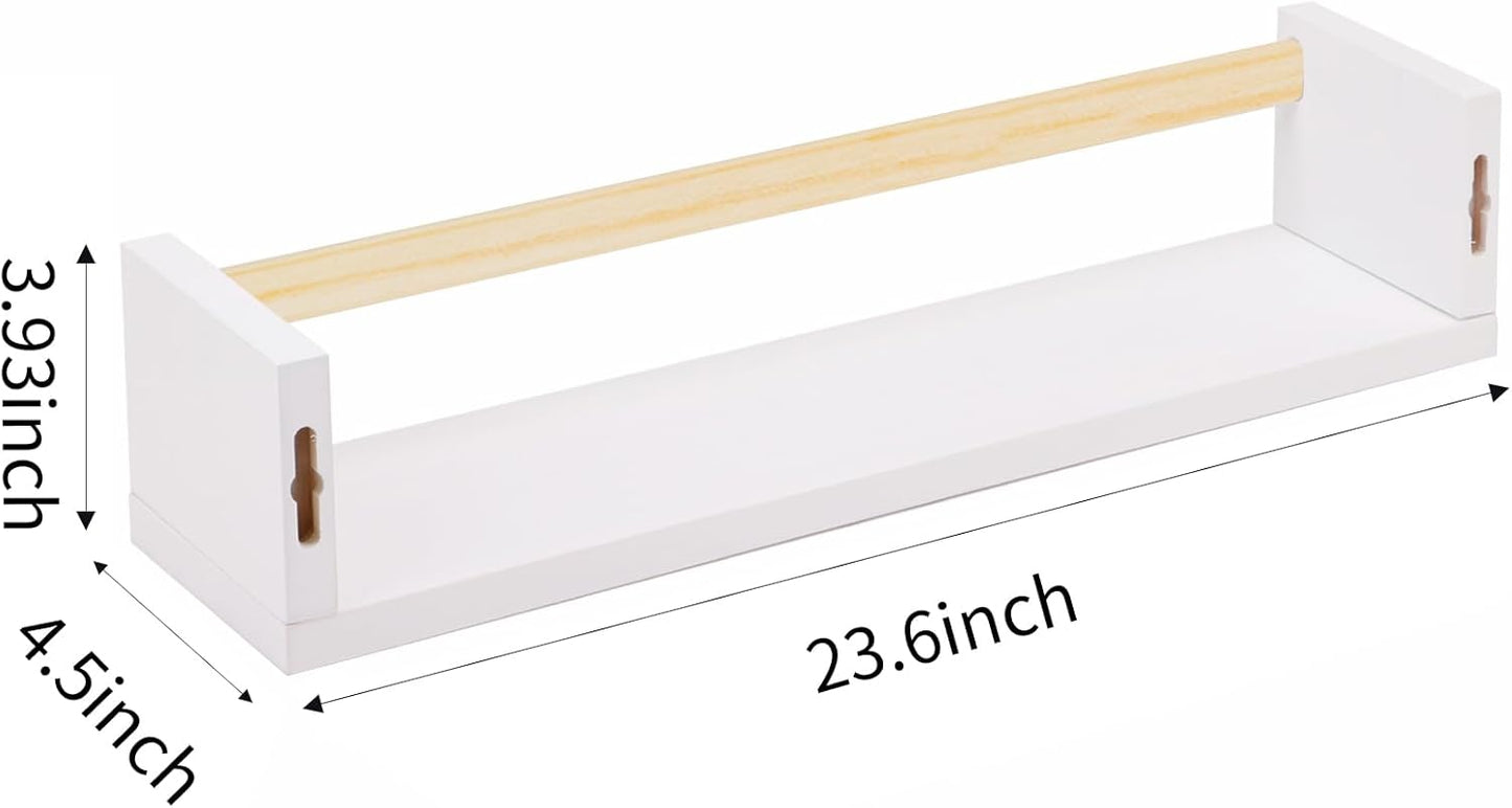 23.6 Inch Set 3, Fixwal Nursery Book Shelves, Floating Bookshelves for Wall of Baby Nursery Decor, Solid Wood Wall