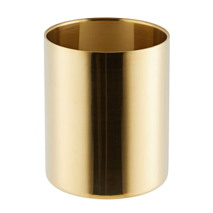 Juvale Desk Organizer Pen & Pencil Holder - 3.2 x 3.9 in, Gold Stainless Steel - Desk Supply Organizer with Gold Pen Cup, Makeup Brush Cup & Vanity Brush Holder