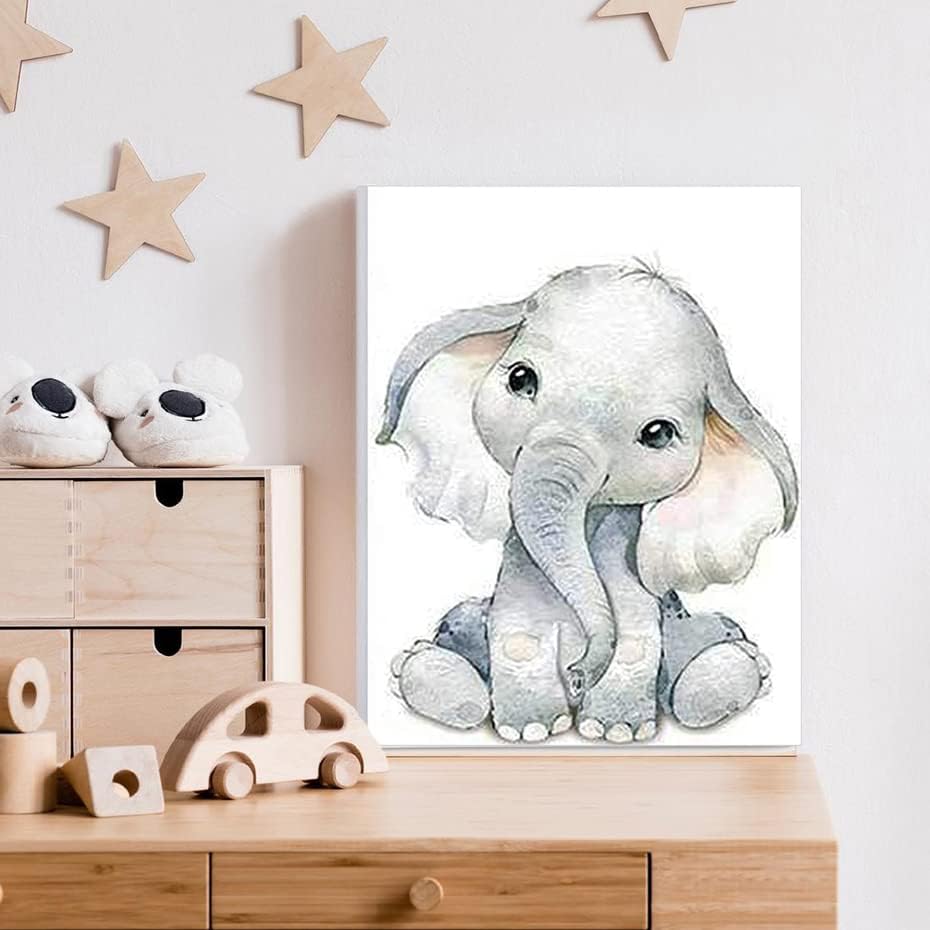 ANIUHL Nursery(Set 4, 8 10 inch) Woodland Animals Wall Art Framed Canvas Prints Watercolor Zebra Fawn Tiger Elephant